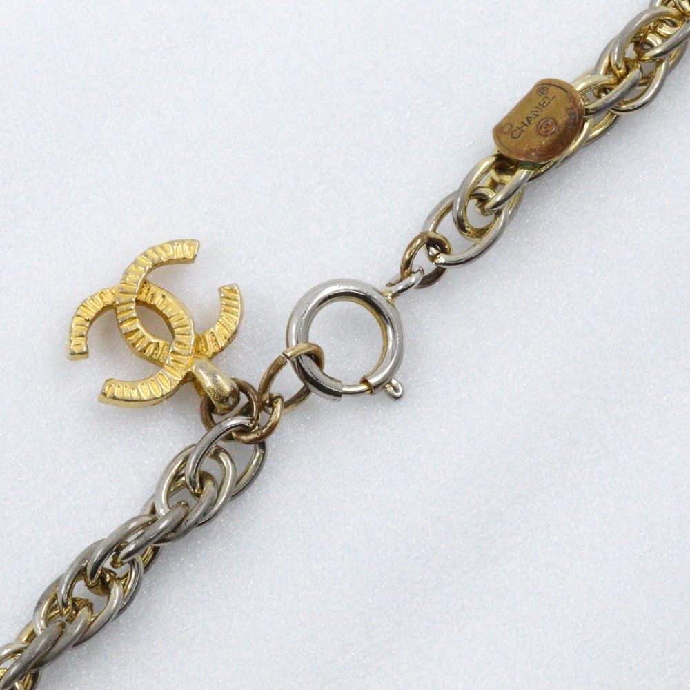 CHANEL COCO Mark coin charm Necklace vintage Plated Gold 74g Women