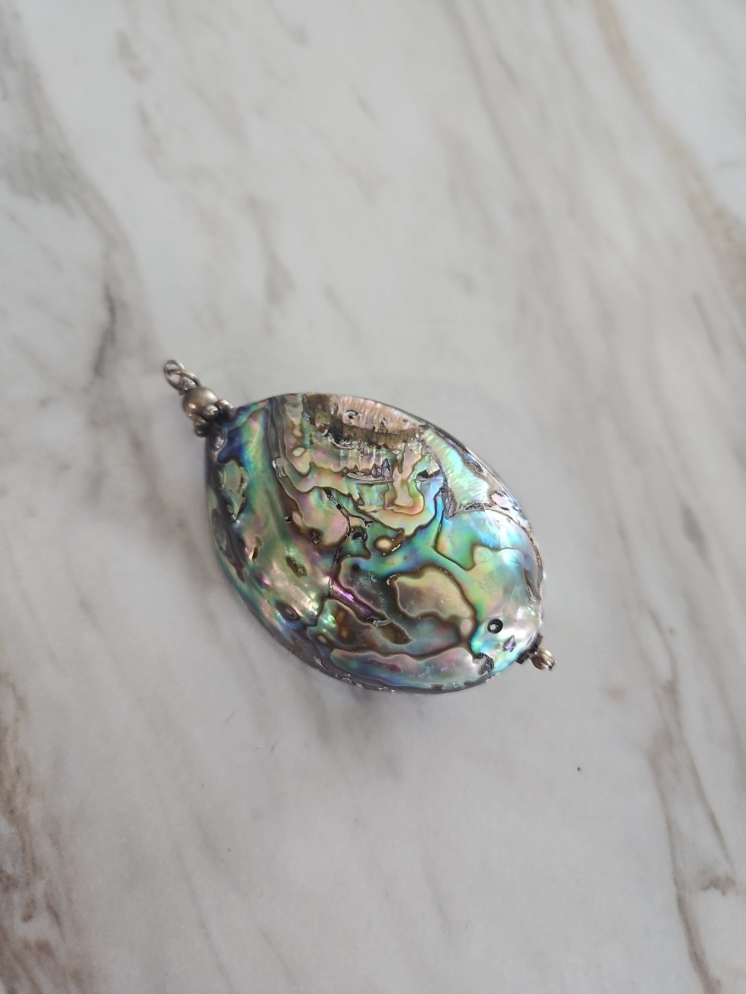 Vintage Large Abalone Double-Sided Pendant Decor