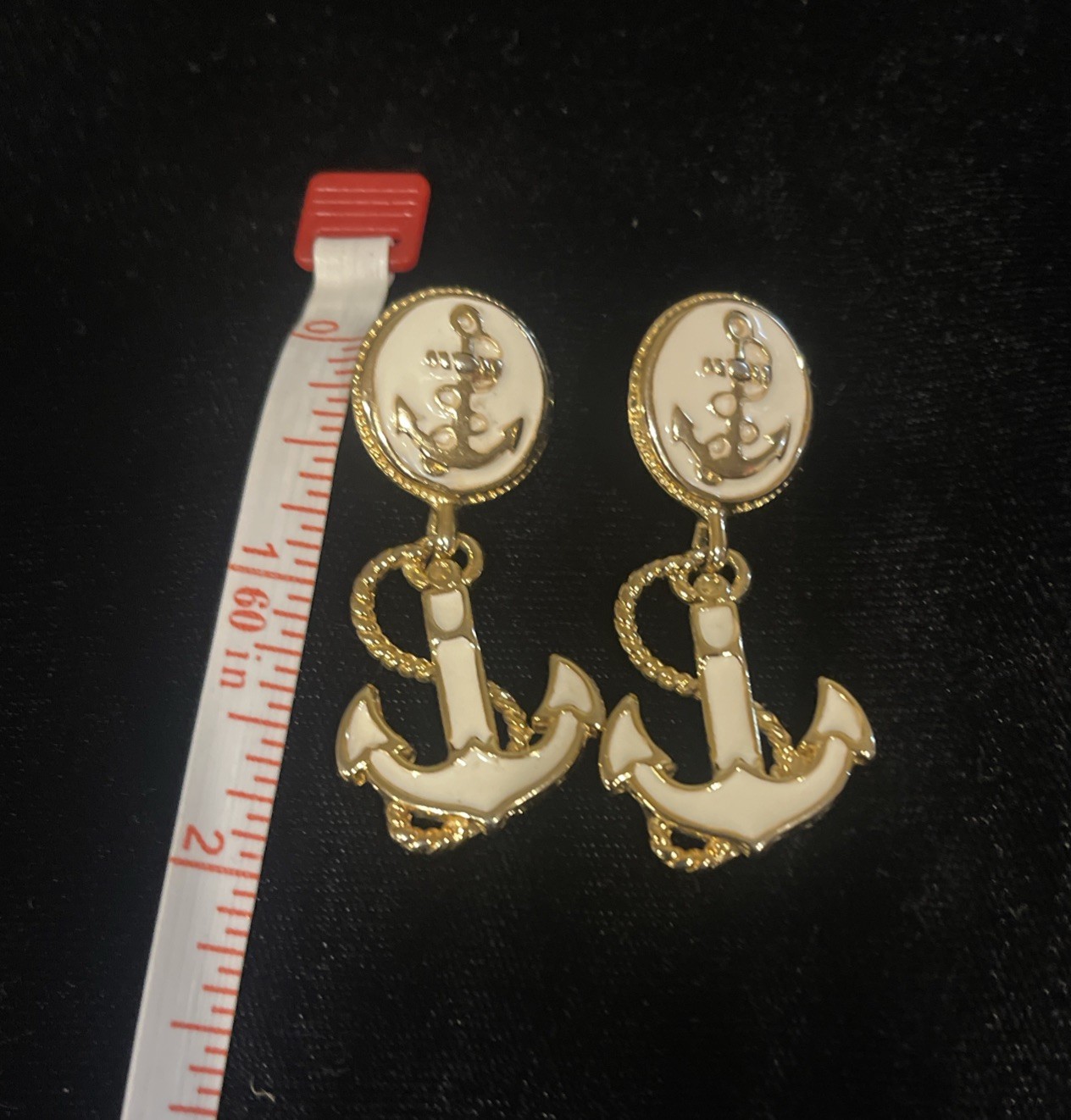 Park Lane Earrings Anchors Ivory Color Enamel Gold Tone Post For Pierced Ears
