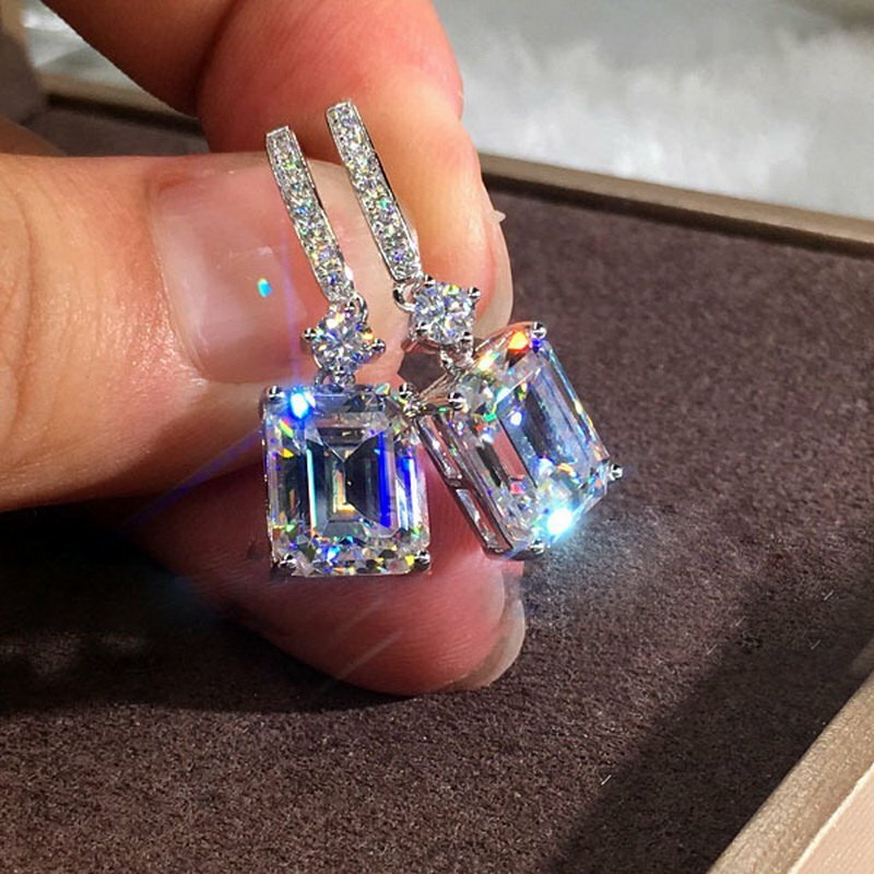 Elegant Women Cubic Zircon Dangle Earrings Crystal CZ Drop Earrings Jewelry Gift