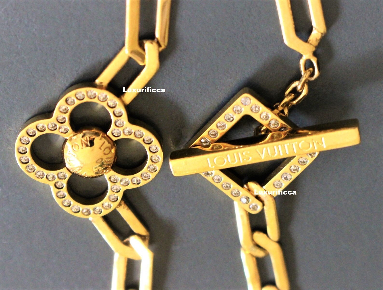 5 DAYS SALE AUTH. Vintage LOUIS VUITTON Gold Plated Crystal Choker/Bracelet