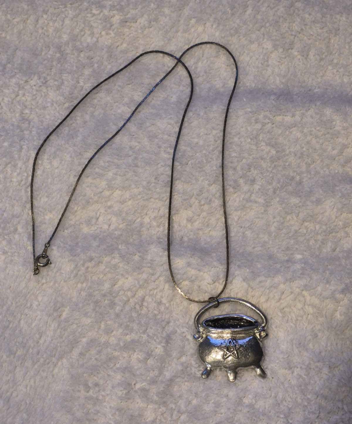 Abby Willowroot Pewter Pentacle Cauldron Necklace