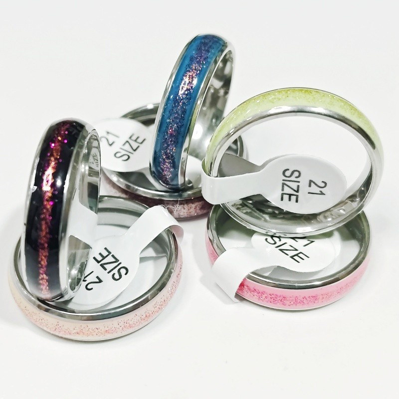 36 Pcs 4mm Pearl Coated Stainless Steel Rings Curved Inner Arc Unisex Stackable