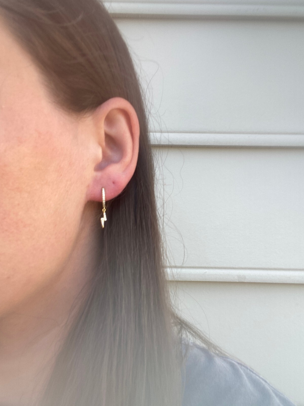 Diamond Lightning Dangle Hoop Earring