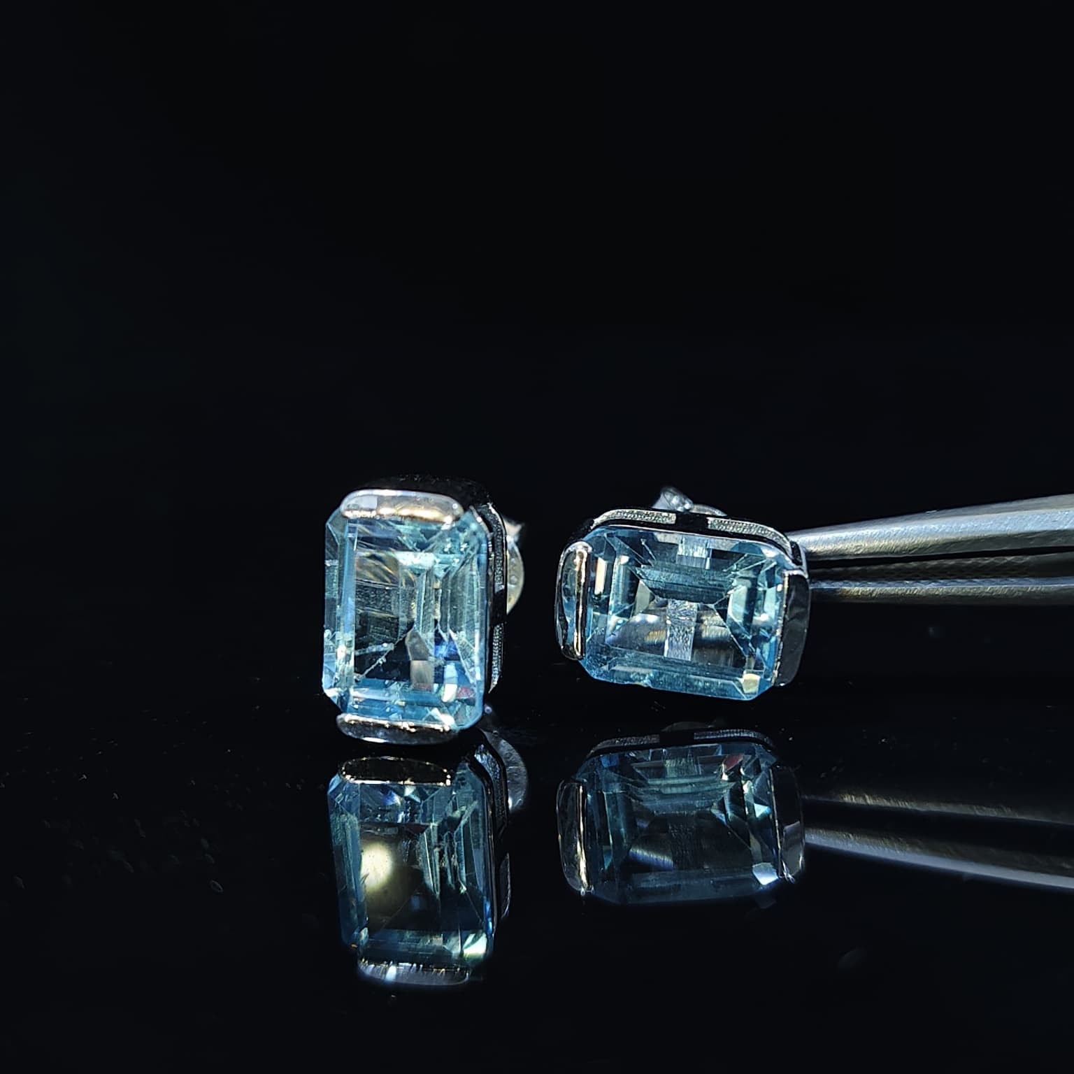 925 Sterling silver Earing Octagon Sky Blue Topaz 9x7MM Gemstone Jewelry