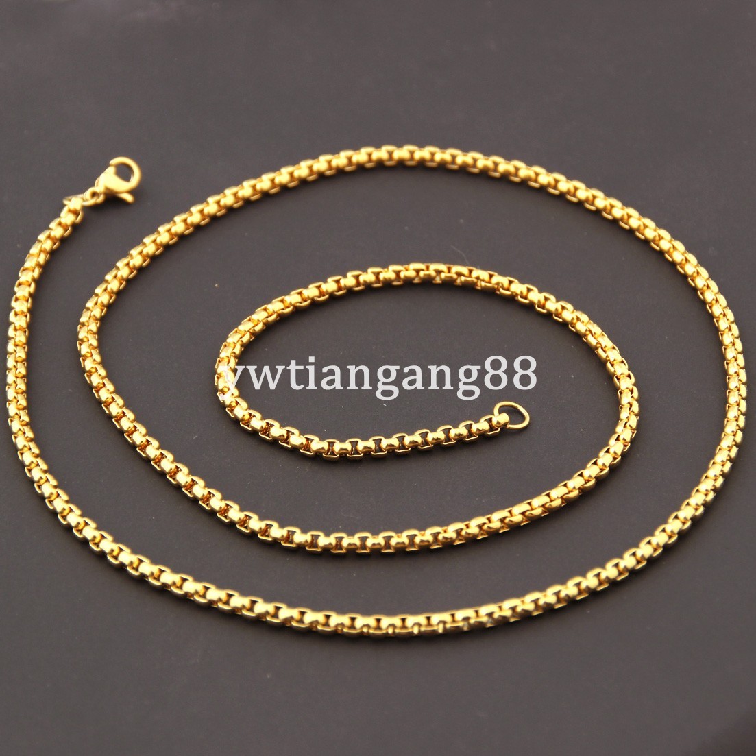 16″-40″3mm Women Men Rolo Chain 316L Stainless Steel Necklace Silver/Gold/Black
