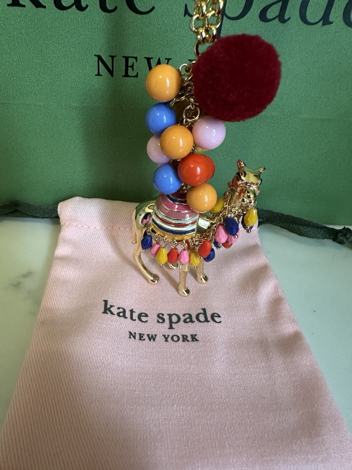 kate spade new york Spice Thing Camel Long Pendant Necklace w/ KS Dust Bag New