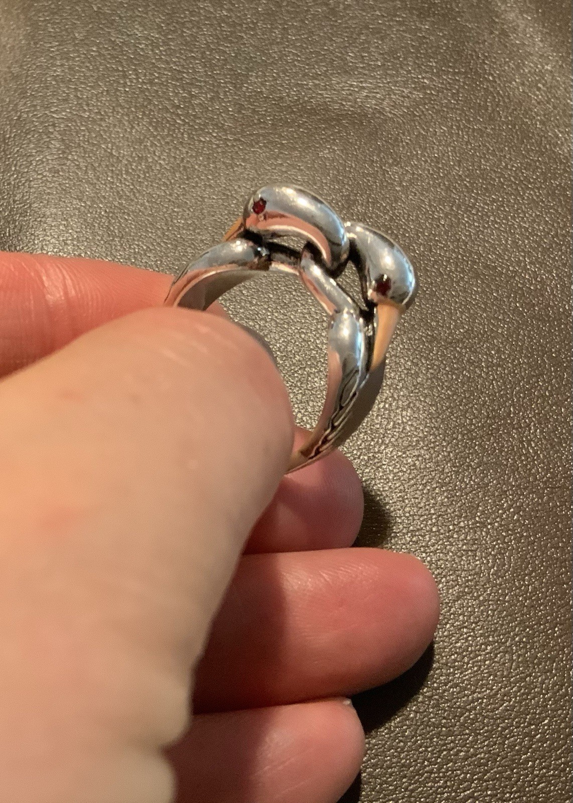 Silver Swan Ring Bird Love Boho VTG CZ Sz 8 Artisanal Museum Art Animal Retro