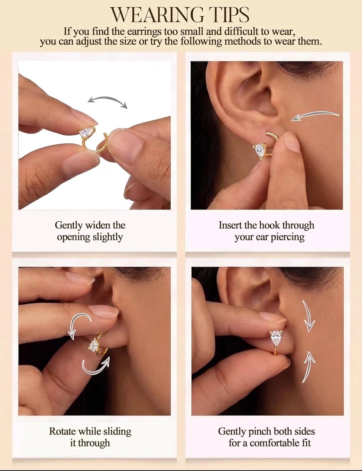 Half Hoop Huggie Earrings for Women Gold Silver Plated Ardant Backless Earrings