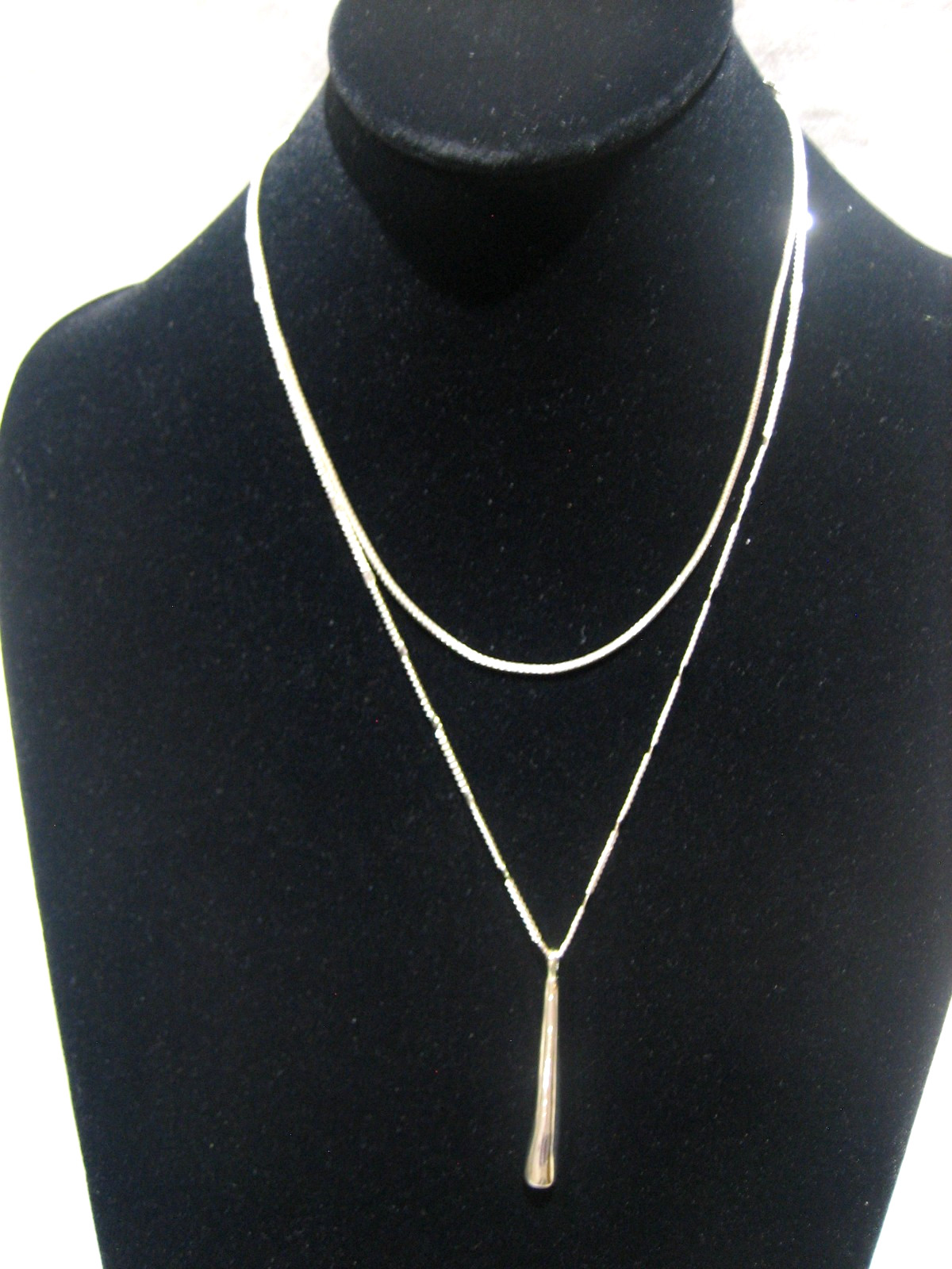 Jenny Bird Silver Tone Two Strand Teardrop Pendant 18″ Necklace