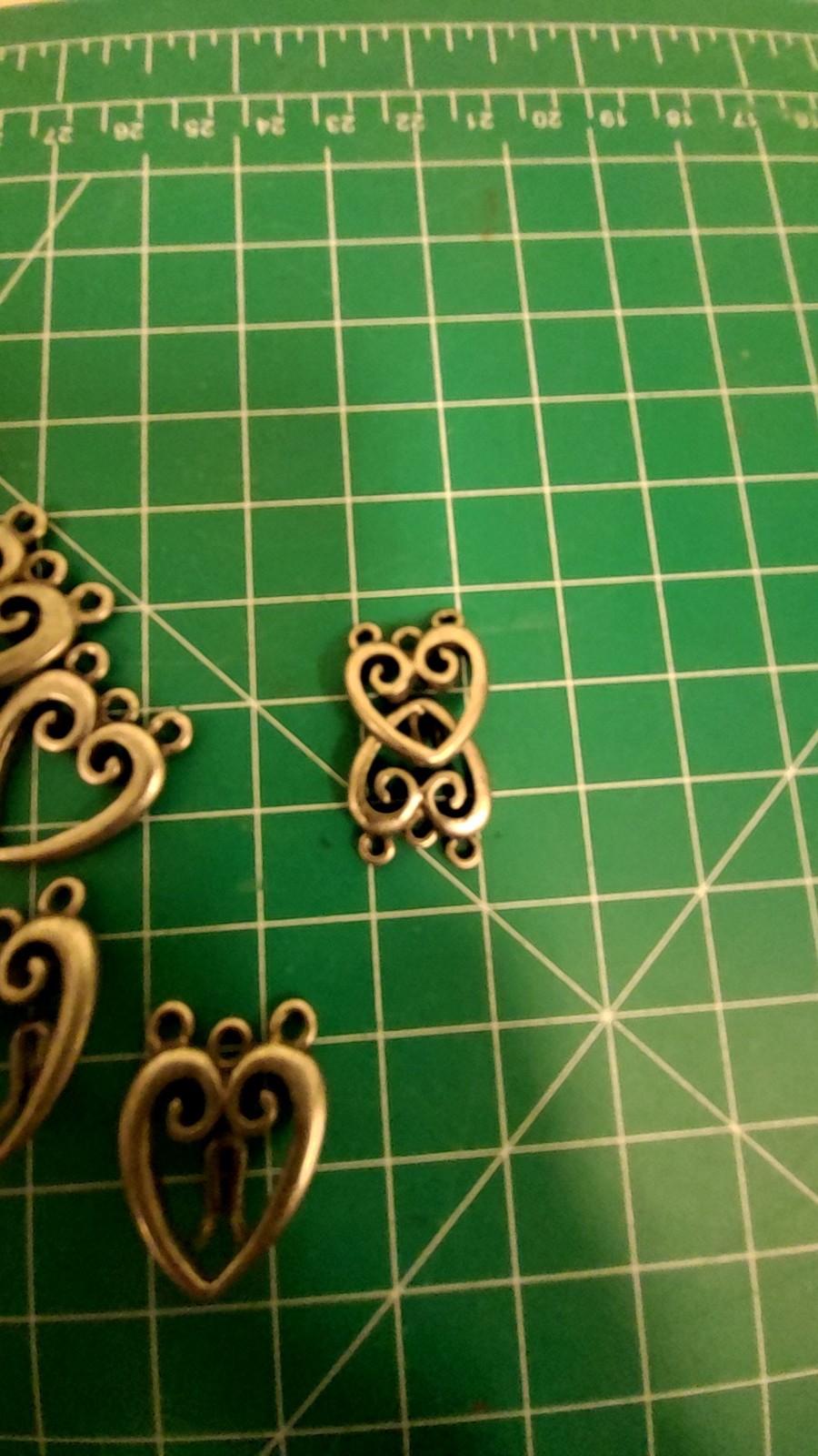 Antique Silver Heart Multi-Strand Clasps Hooks Jewelry Making Findings 11pc Lot