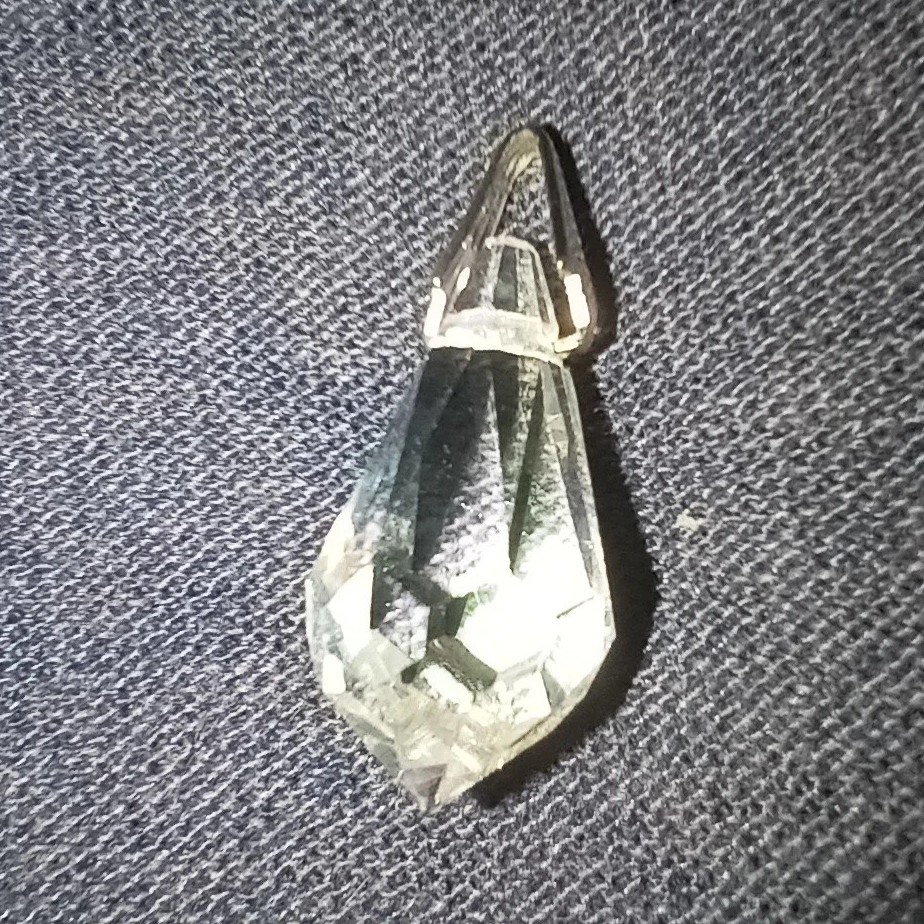 Clear Crystal Faceted Teardrop Charm Pendant, Metal Bail, Silver Tone, 1 Stone