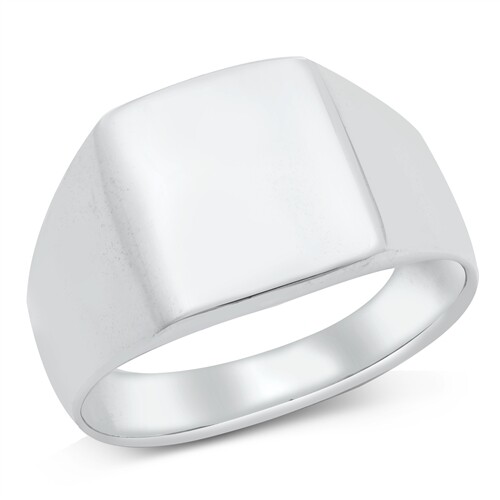 Sterling Silver 925 Square Flat Top Polished Signet Unisex Ring Sizes 7-13 NEW