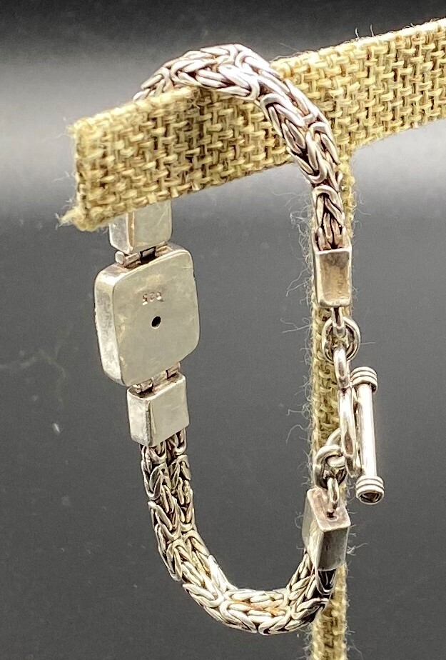 BALI STYLE-Sterling Silver Two Strand Granulated Byzantine Toggle Bracelet