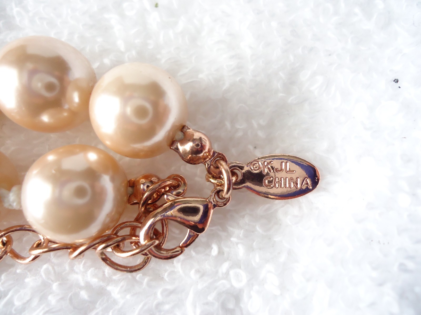 3 Faux Pearl Necklaces Cream, White, Pale Peach Color W/Pale Pink Glass Beads