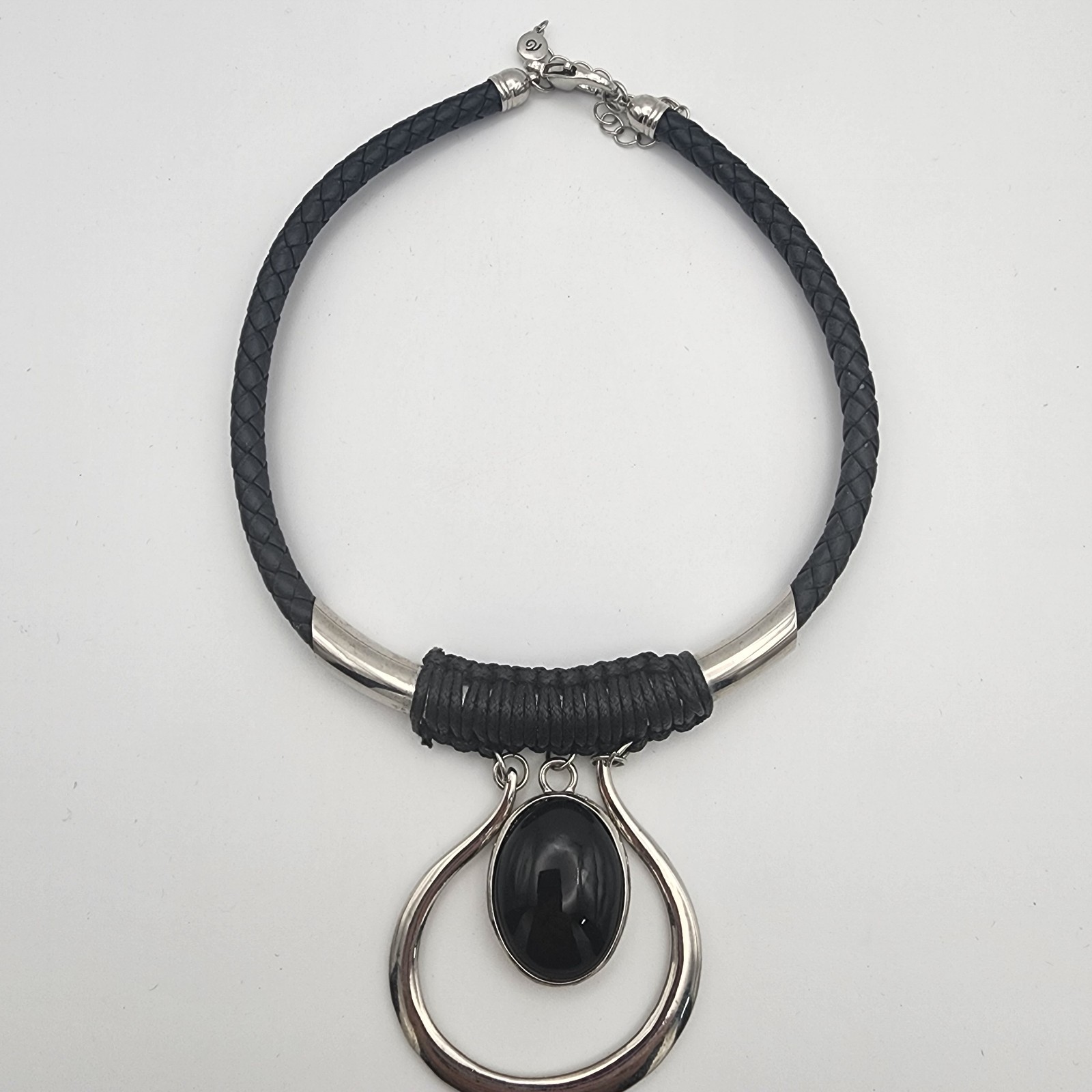 Versona Statement Necklace Lot Black Cabochon Collar Faux Suede Fringe Tassel