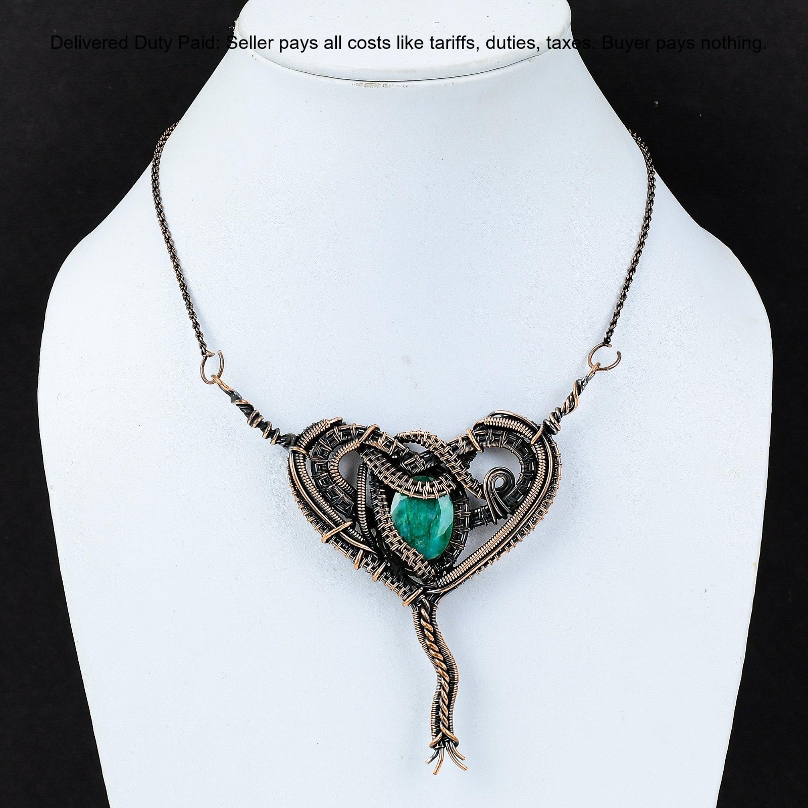 Natural Zambian Wire Wrapped Anniversary Art Deco Wedding Pendant Jewelry Copper