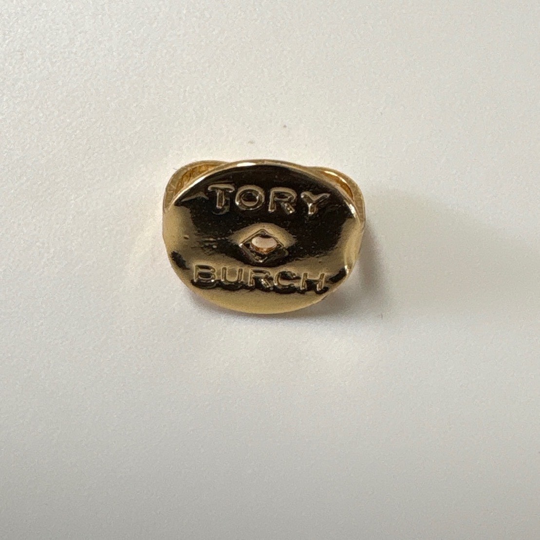 Tory Burch Gold Tone Crystal Pave Flower Logo Stud Earrings Womens