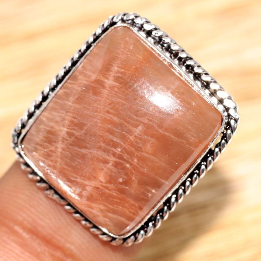 925 Silver Plated Sri-Lankan Moonstone Ring US 8 Jewellery Most Beautiful GW