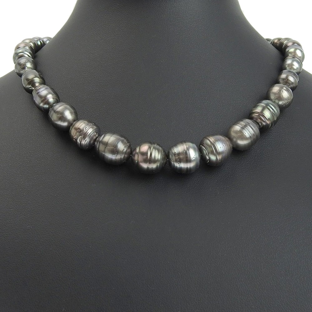 Earring 2-piece set Pearl Necklace8.6-13.1ｍｍ Silver/Black Cultured Pea…