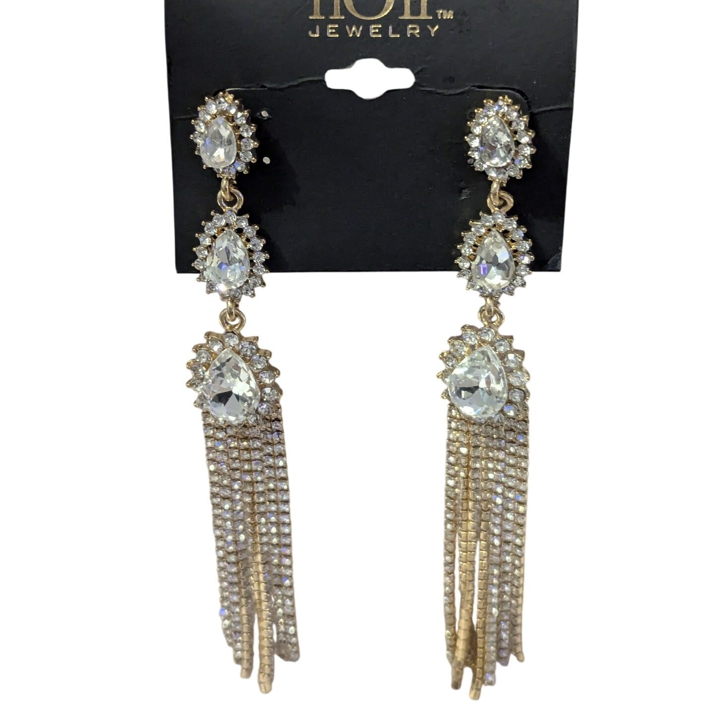 nOir Rhinestone Tassel Earrings