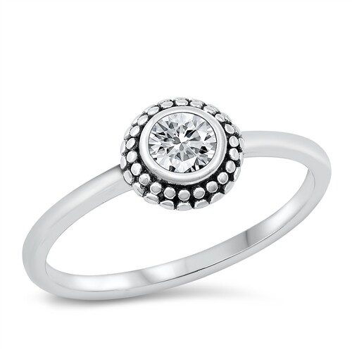 925 Sterling Silver Clear CZ Bali Solitaire Wedding Ring Size 5 to 10 NEW
