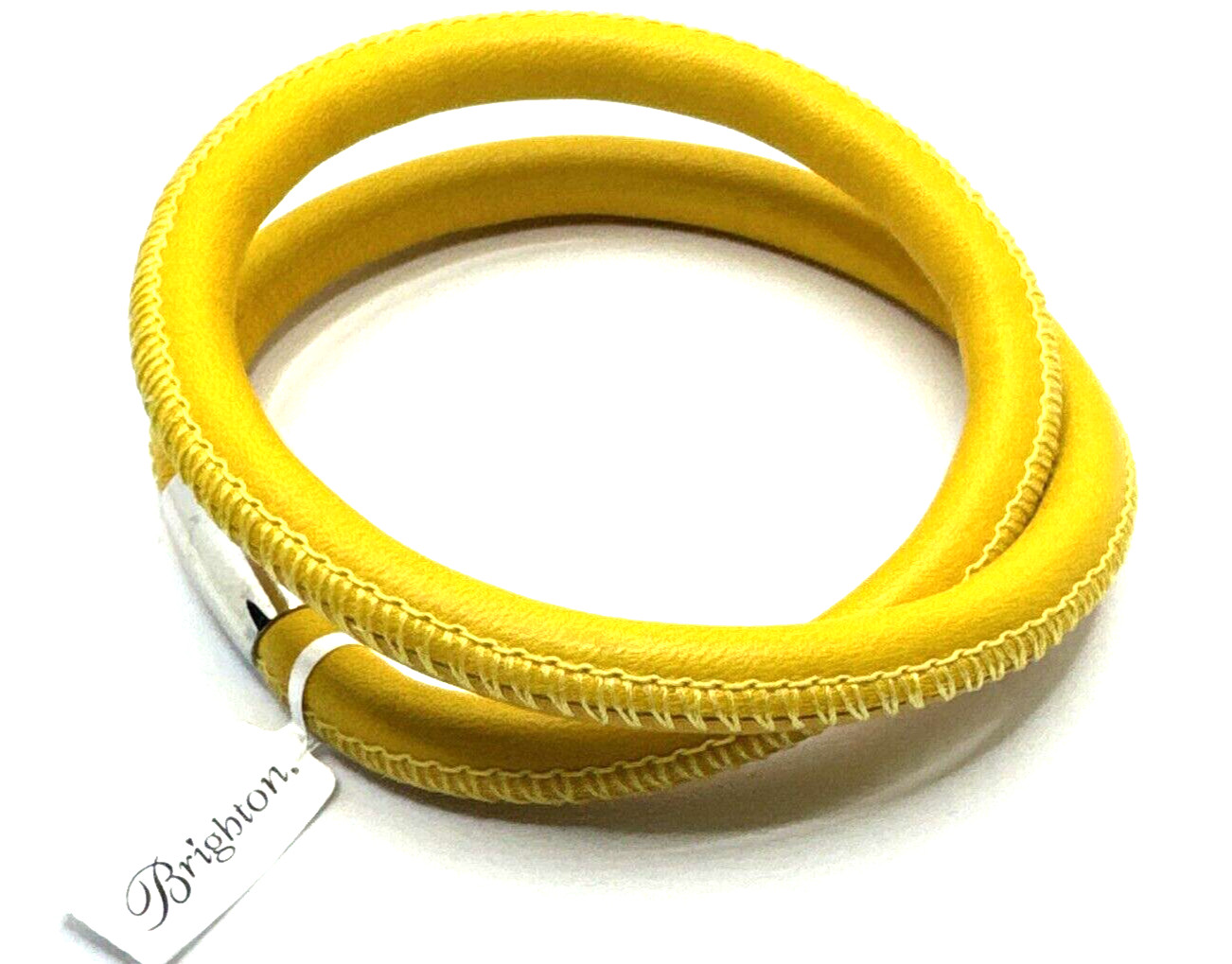 Brighton Woodstock Yellow Double Add Charms/Beads Leather Bracelet NWT 16in