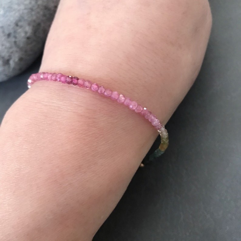 Dainty A++ Multi Tourmaline Faceted Round Gemstone Beads Women Bracelets 6-8”