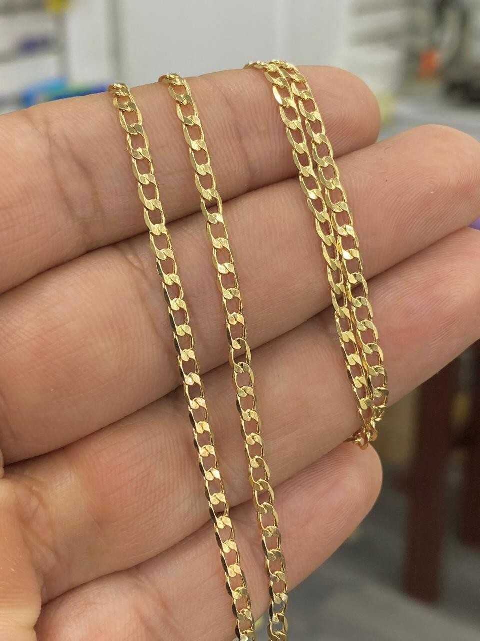 14K Gold Filled Curb Chain Necklace Chain For Men Women 24″ Cadena Fashion Style