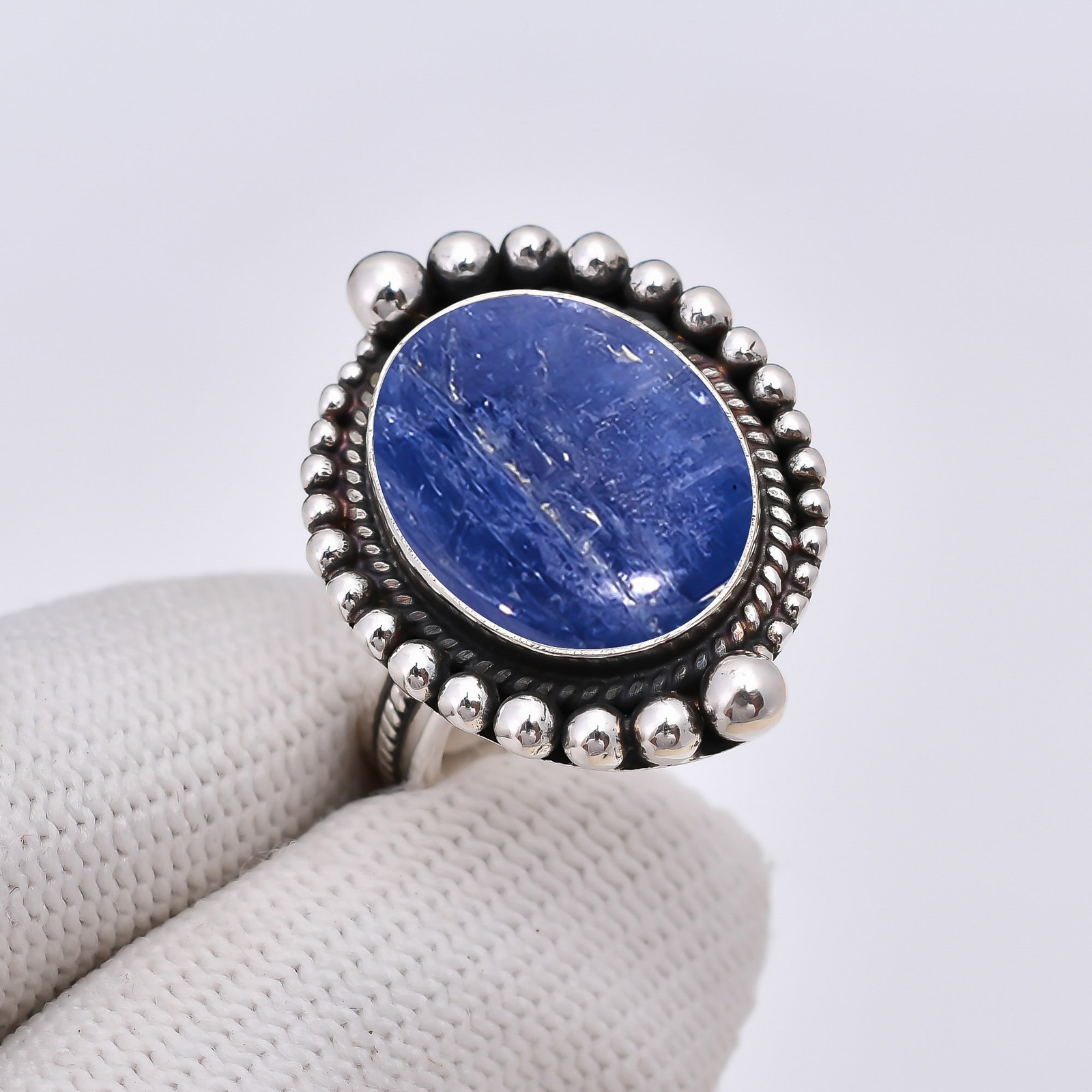 Natural Kyanite Sterling Silver Ring, Handmade Trendy Ring Gift For Wife