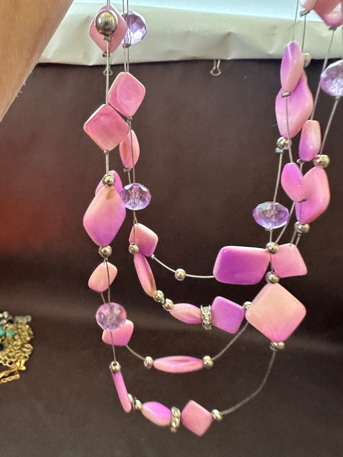 Croft & Barrow Purple Genuine Shell Beaded Necklace & Earring Set