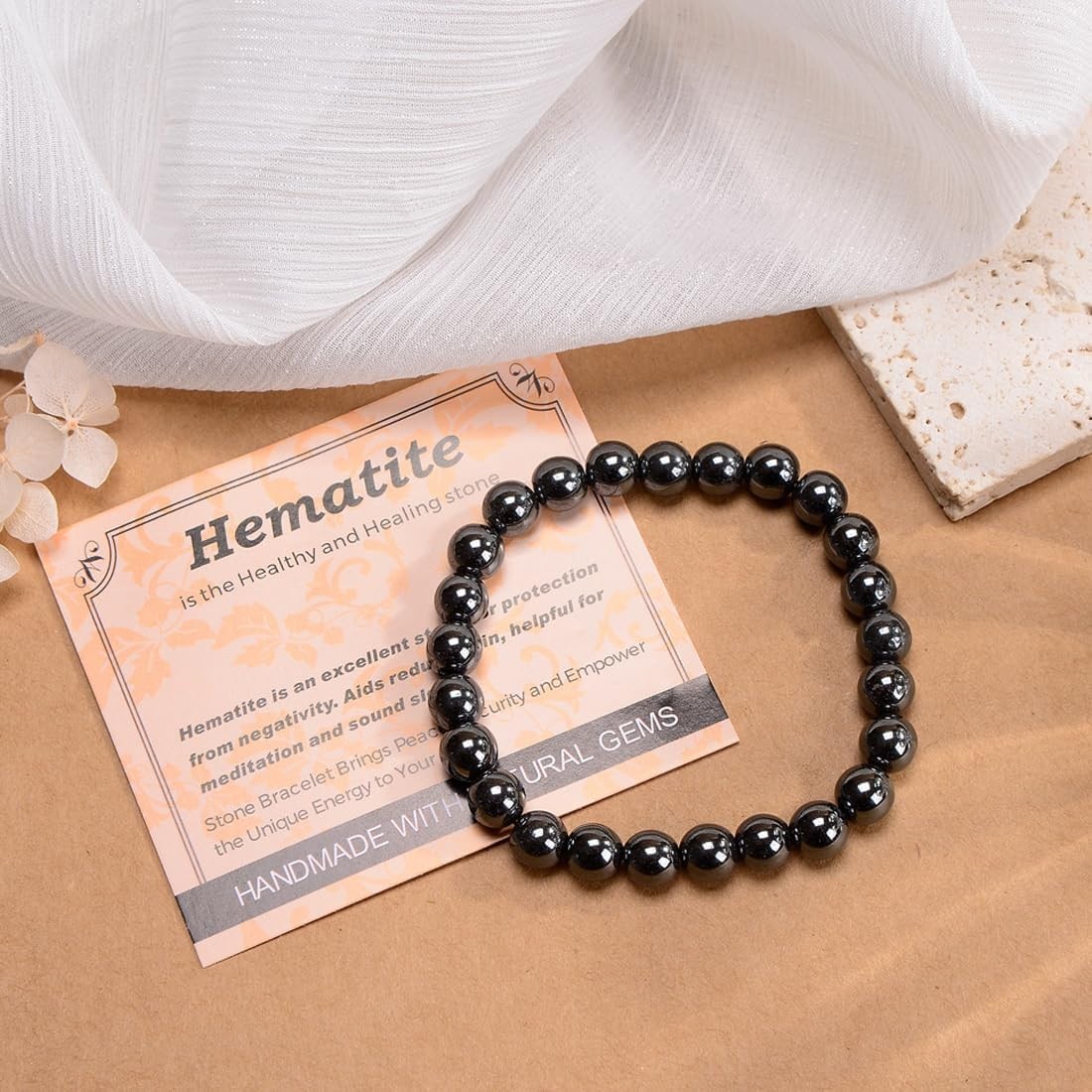 Hematite Healing Bracelet – Adjustable Macrame Design Gift for Unisex Adults