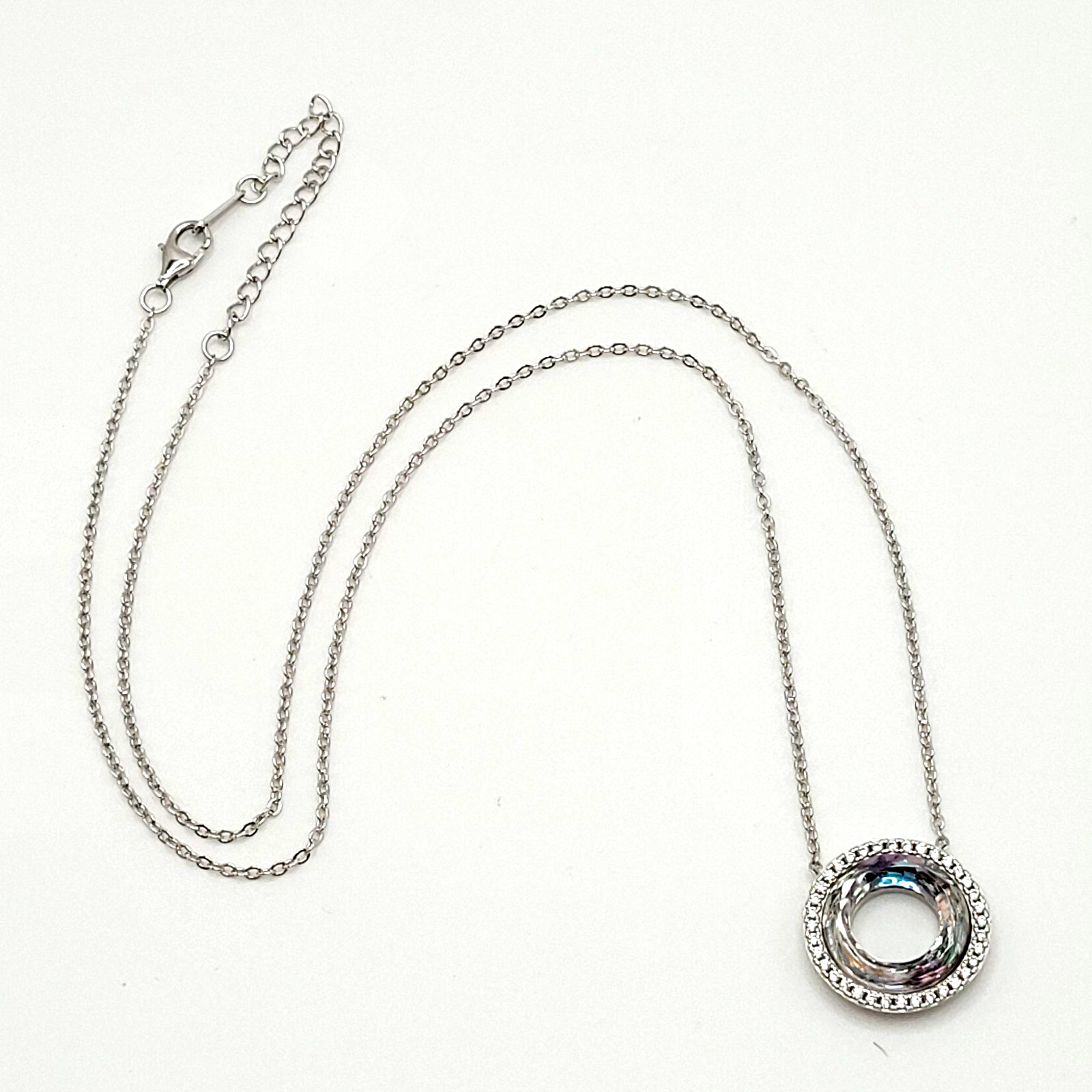 Cosmic Ring Swarovski Elements Crystal Center w Rhinestones 925 Silver Necklace