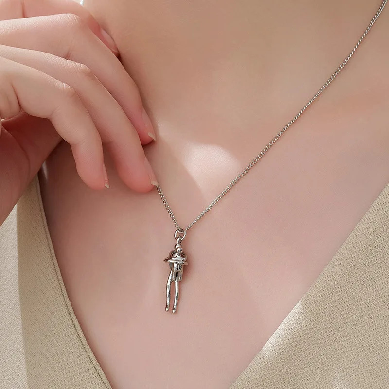 Mother Child Hugging Necklace Mother’s Day Gift for Mom Two Tone Pendant Gift