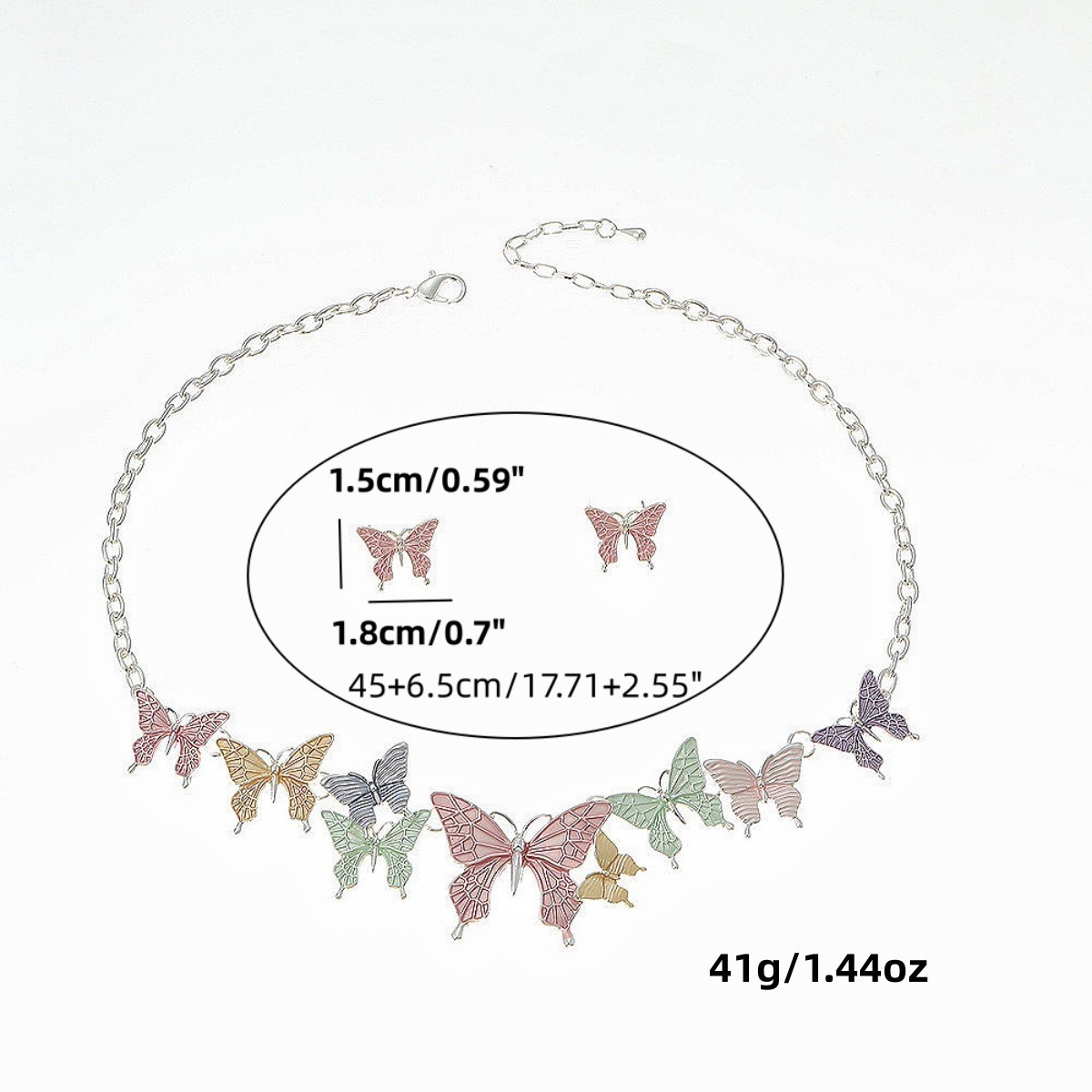 3PCS Butterfly Necklace Earrings Set for Women Y2K Summer Party Jewelry Gift