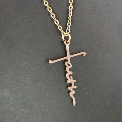 Rose Gold Faith Cross Necklace, Stainless Steel – The Positive Christian