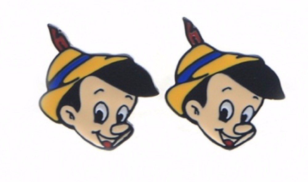 Pinocchio Metal Enamel Stud Earrings