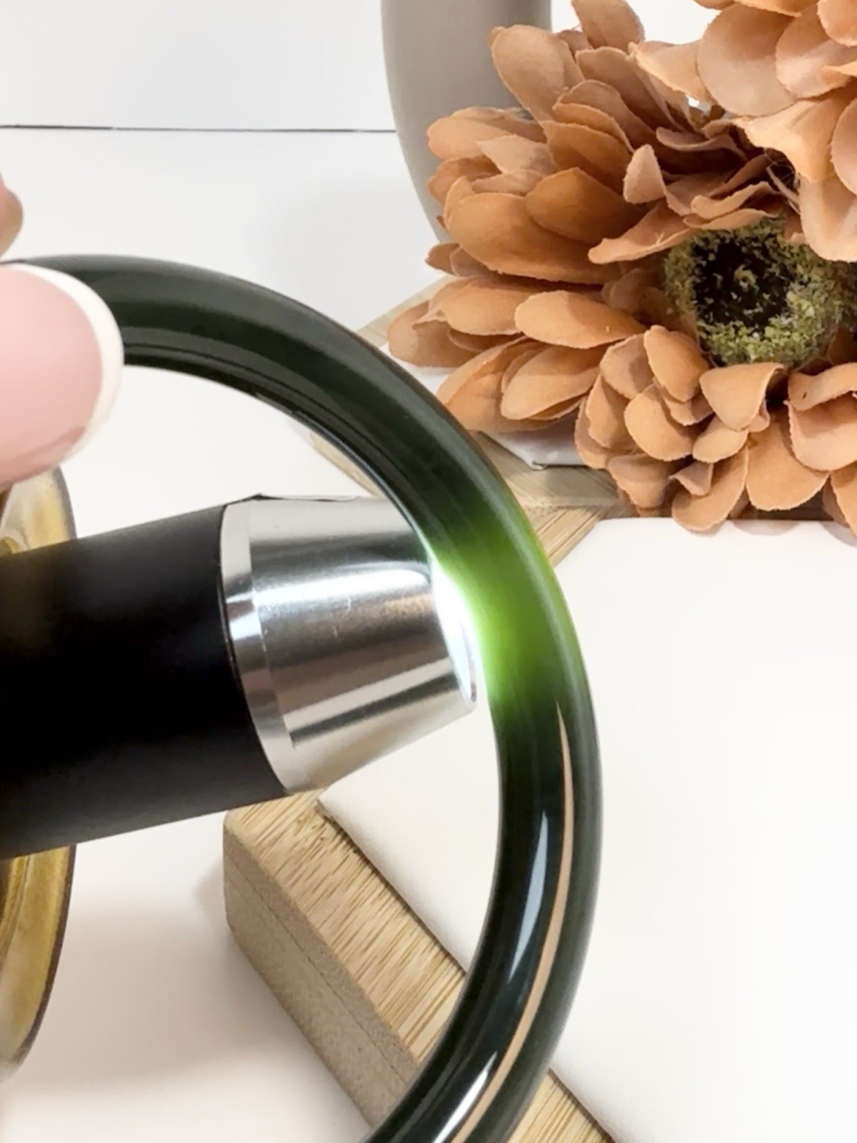 Hetian Jade Dark Green Hard Bangle Size: 56.6MM Width: 8.2MM w/Certificate