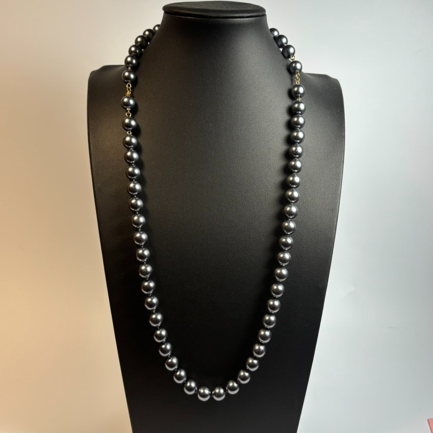 Necklace and Bracelet Set Steel Grey Gold Tone Invisible Clasp Adjustable