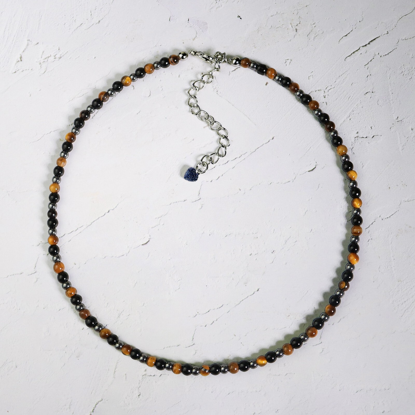 Natural Triple Protection Hematite Black Obsidian Tiger’s Eye Stone Beads Choker