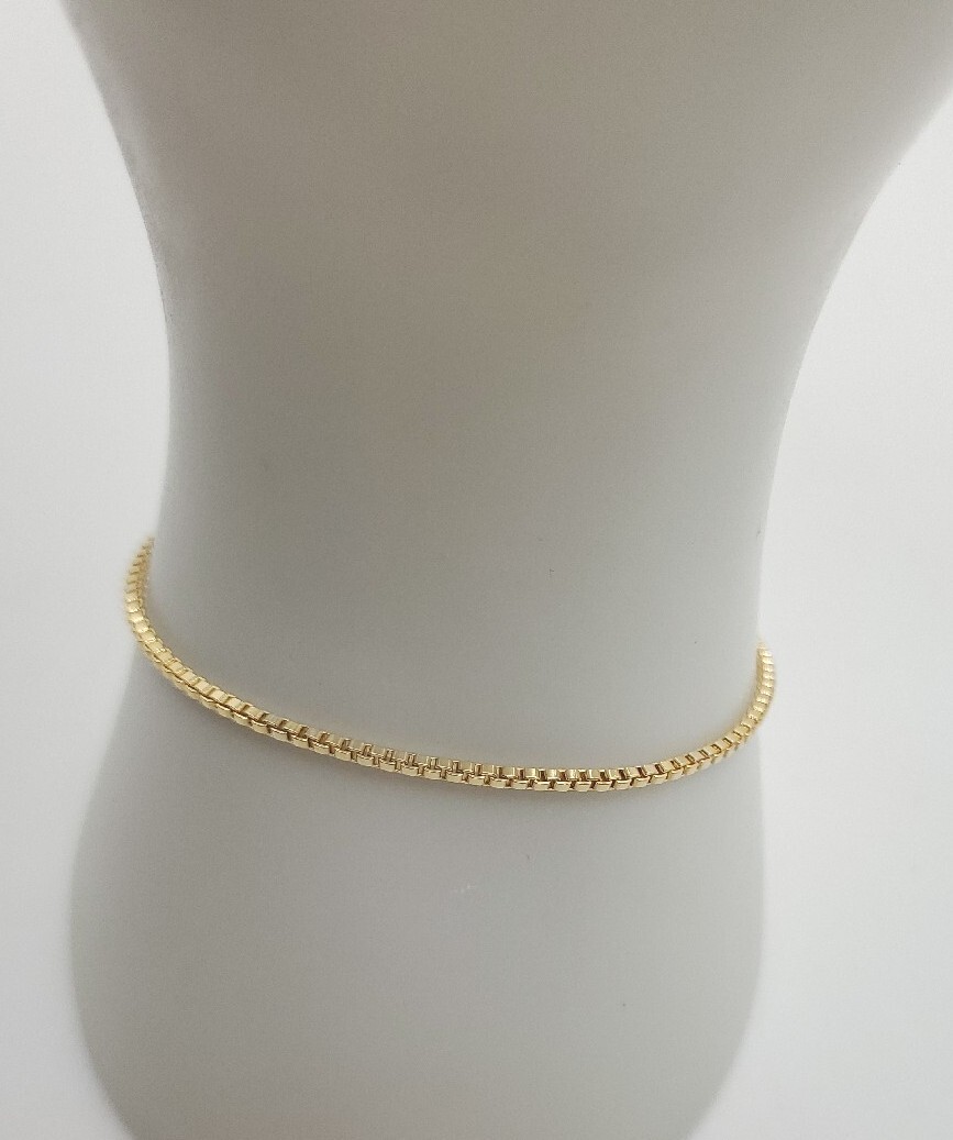 14K Gold -Plated Adjustable Box Chain Bracelet