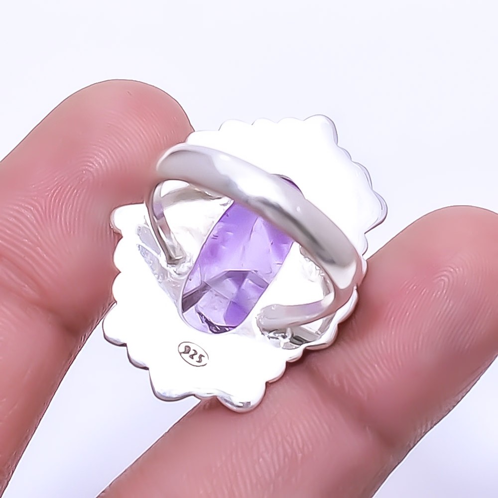 Trapiche Amethyst – Brazil Designer Handmade 925 Sterling Silver Ring S.8 R10