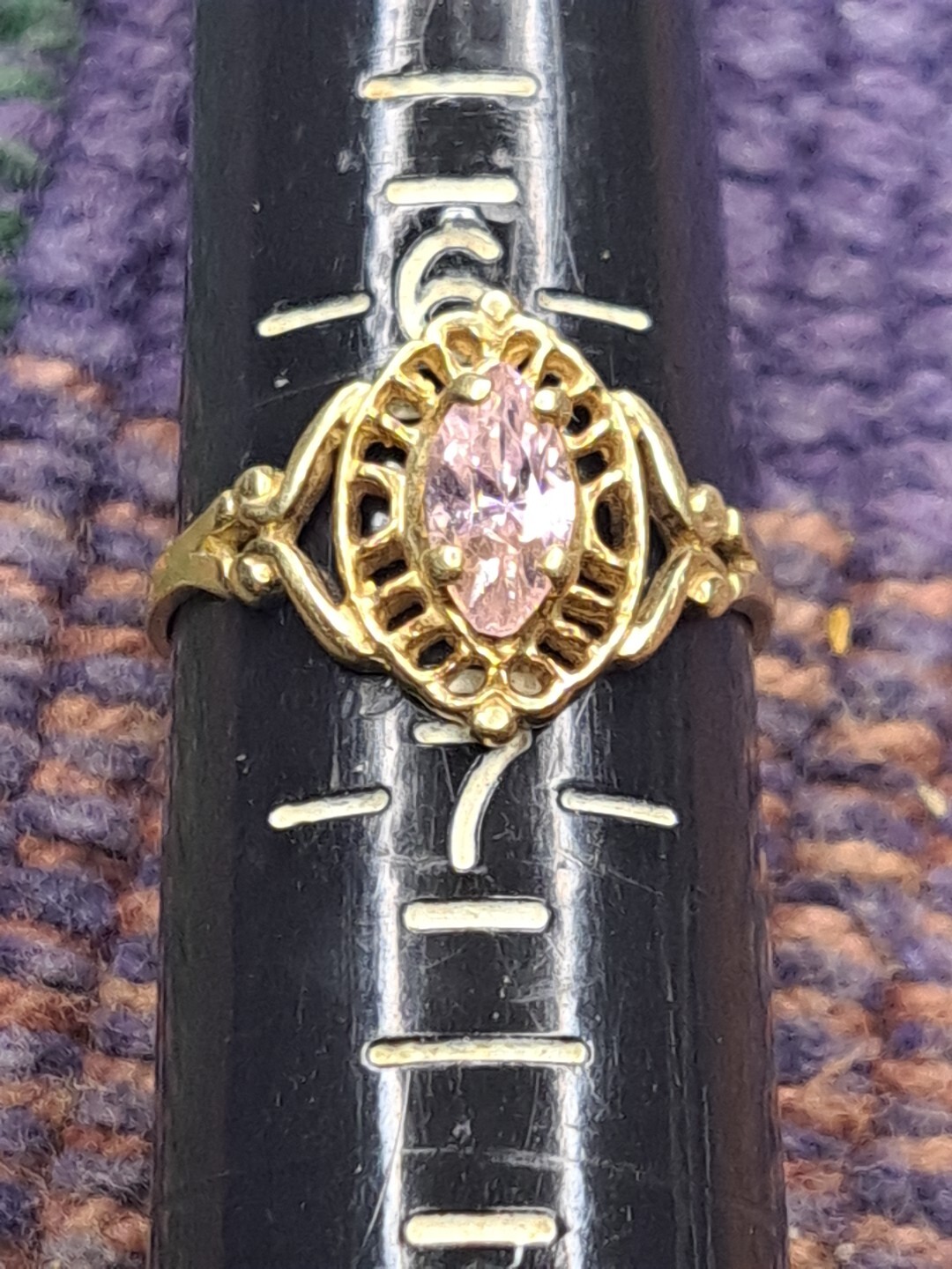 Ring 1 Carat Pink Gemstone Ring in 10K Solid Yellow Gold Size 6.5 11-14