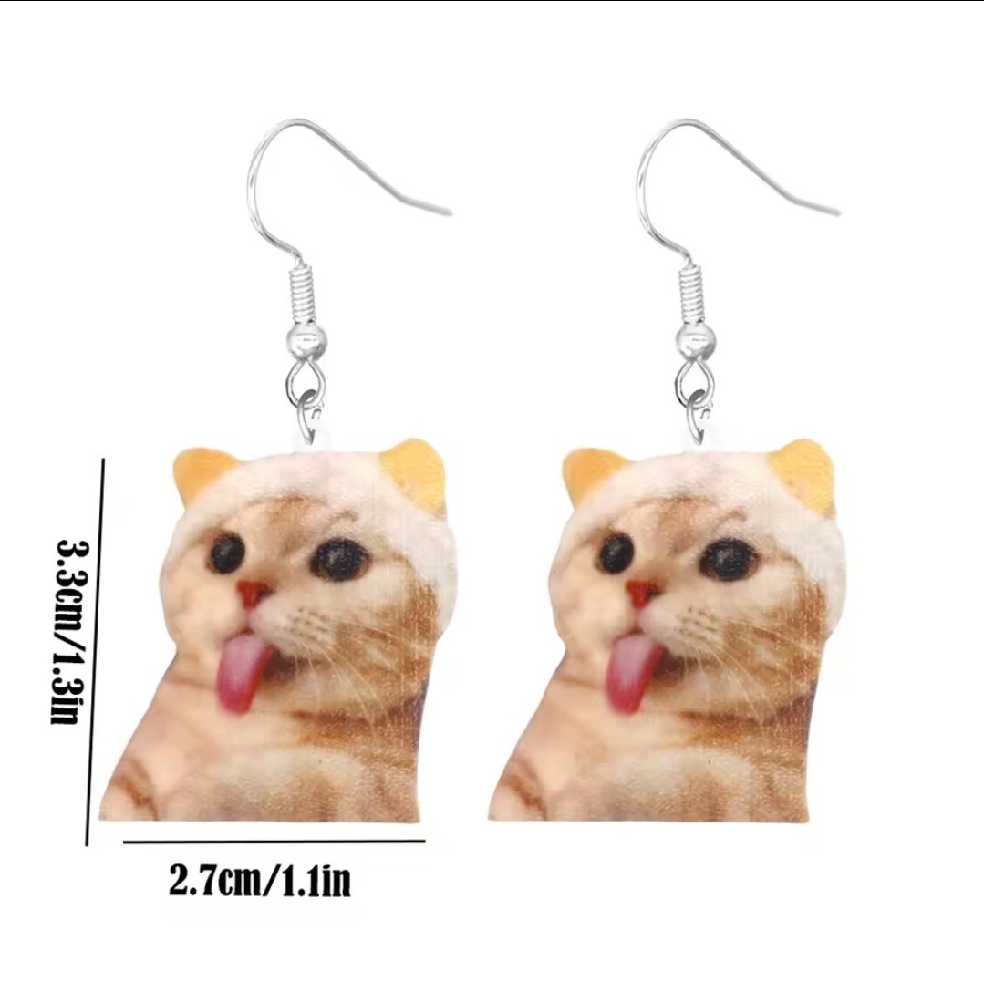 Women’s Fashion Novelty Cat Jewelry Resin Earrings Brat Kitte 90