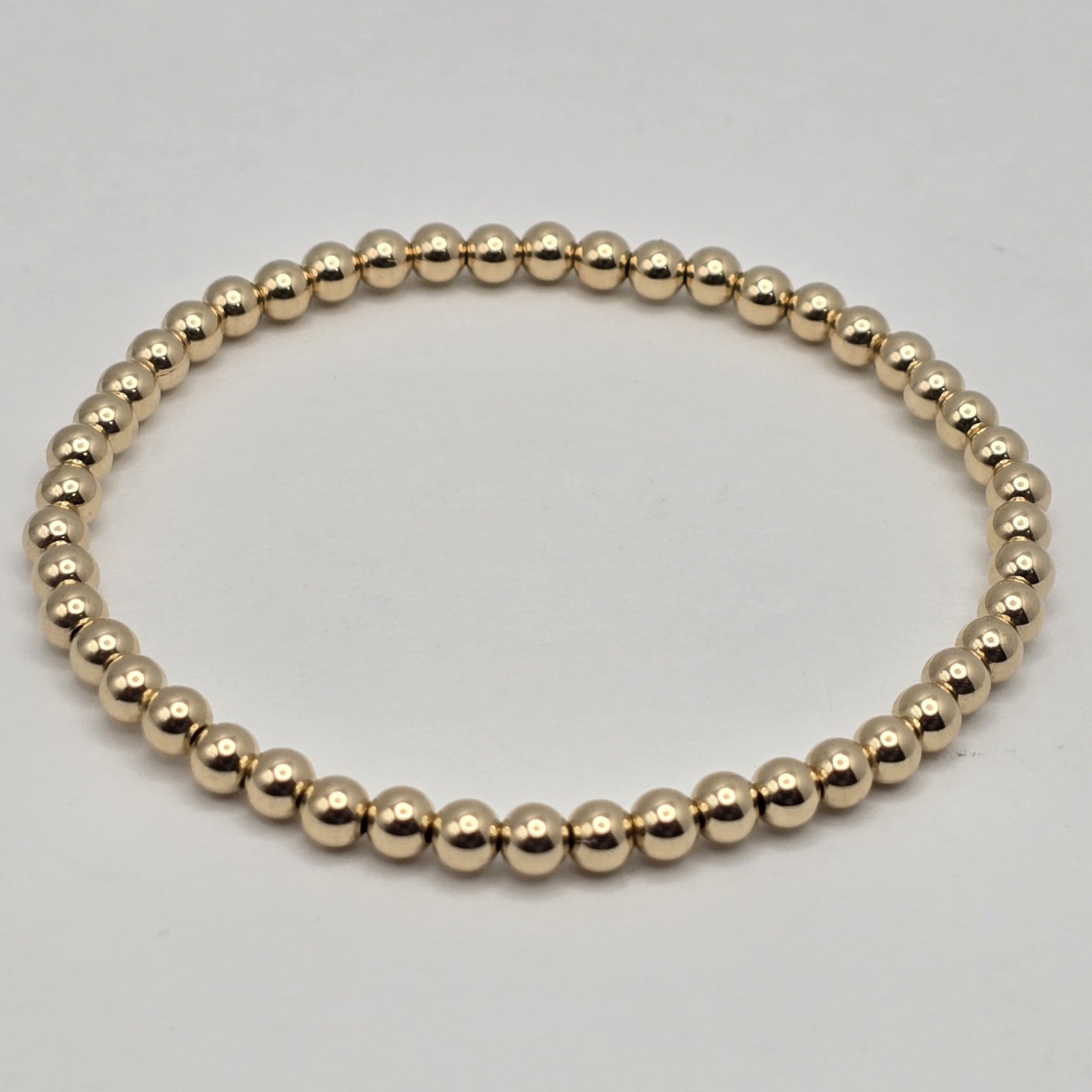 6.25″ 14KT Gold-Filled Classic 4mm Bead Stretch Bracelet BRAND NEW
