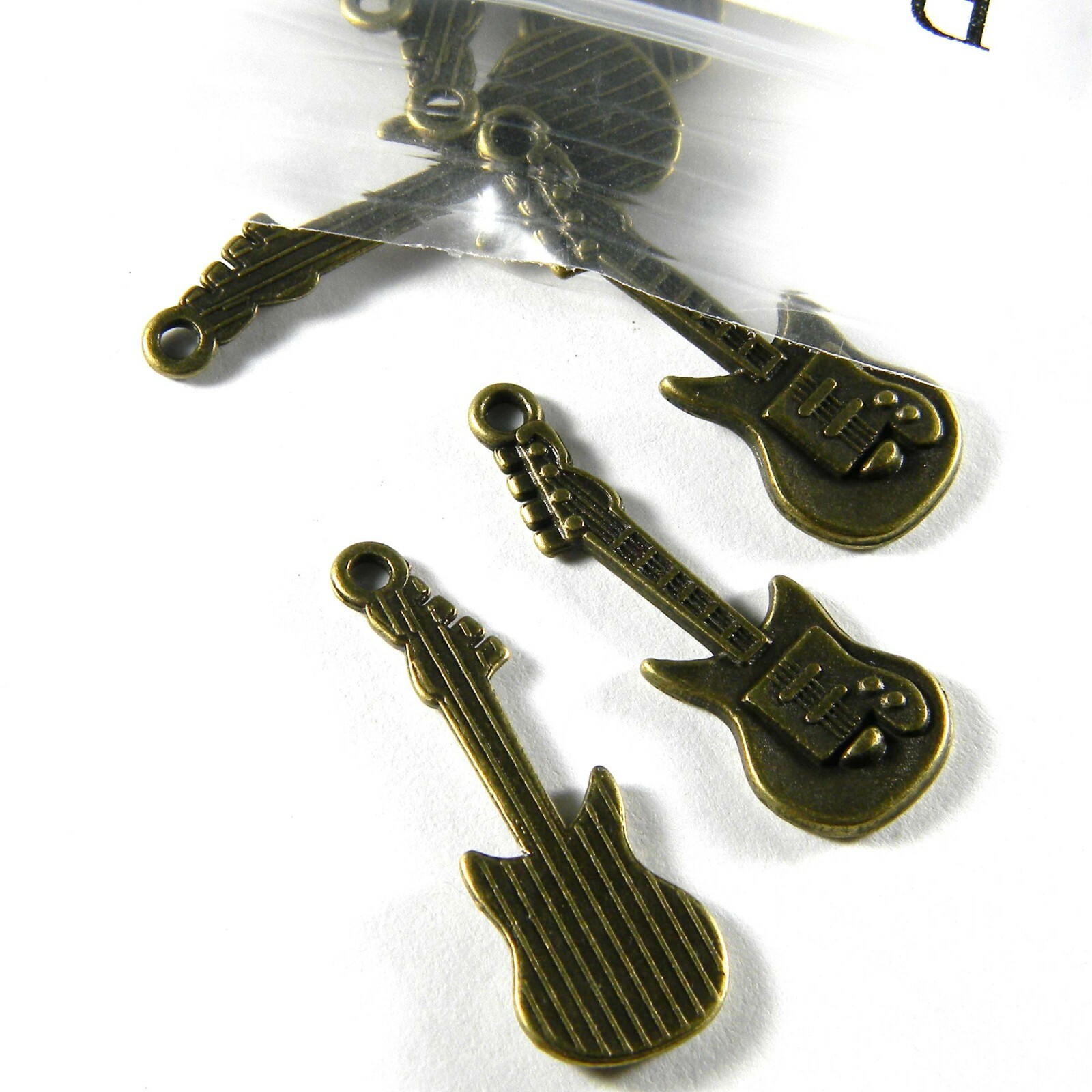 5 Electric Stringed Guitar Music Instrument Charms Plated Over Pewter Base Metal