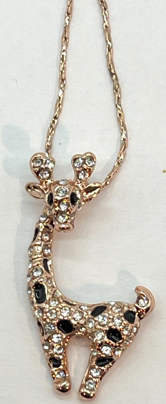 Necklace. Yellow Gold Plated Giraffe on 18 Inch Twist Chain w/2″ ext.