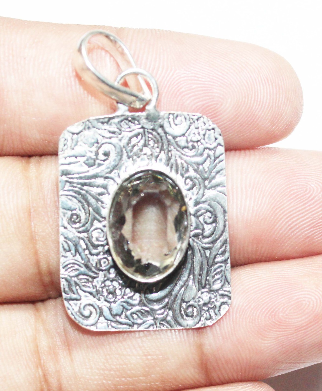 Hydro Crystal Oval Shape Gemstone Handmade Pendent Jewelry Pendant Size 1.5 Inch