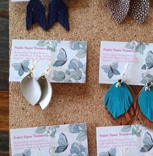 Handmade GENUINE Leather Earrings (14K Gold Plated and Hypo-Allergenic) 