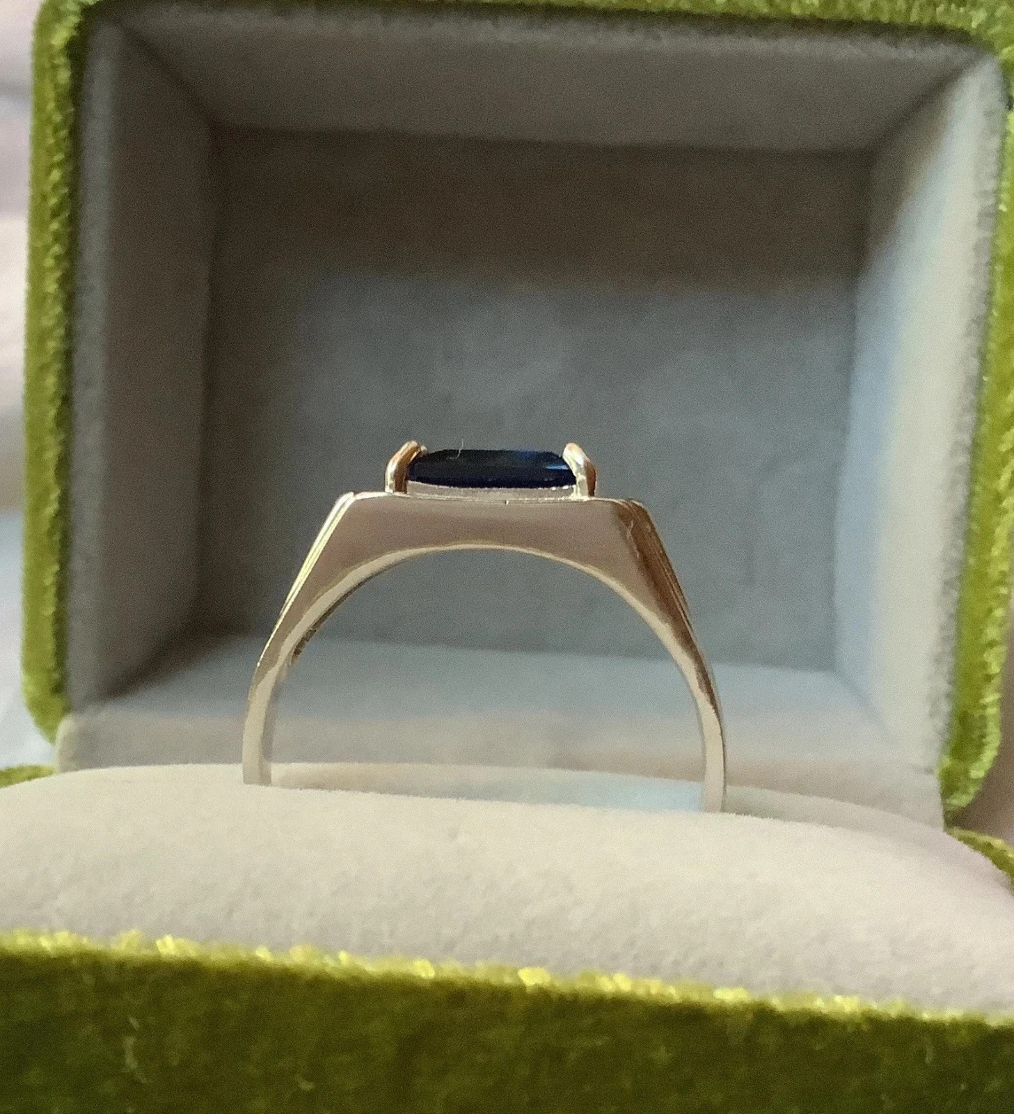5.15 Ct Natural Sapphire & Diamond Anniversary Ring 925 Sterling Silver Size 6